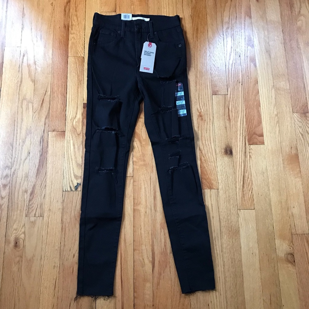 Levi's Women's Mile High Rise Super Skinny Black Jeans 26x28